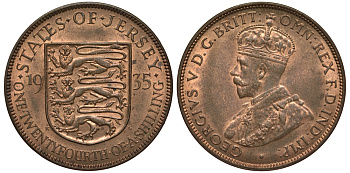 Джерси 1/24 шиллинга 1935 Георг V (1910-1936) KM 15 бронза UNC 3996-811