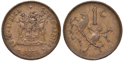 ЮАР 1 цент 1970 KM 82 бронза 4164-565