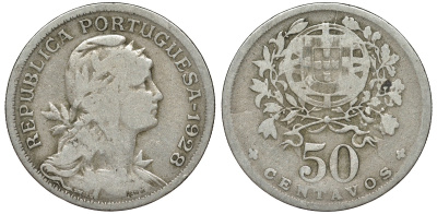 Португалия 50 сентаво 1928 KM 577 медно-никель 51-3152