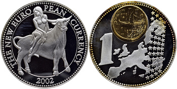Нидерланды медаль 2002 серия монеты на медалях,страны Евросоюза, Греция 1 лепта 2003, серебрение, диаметр 40 ММ., вес 31 гр., с сертификатом, в коробке медно-никель PROOF 2-1-25