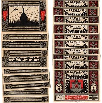 Детмольд полный набор из 10 нотгельдов 1920  DeNG 1/2 0268.8 7555-39-1-2