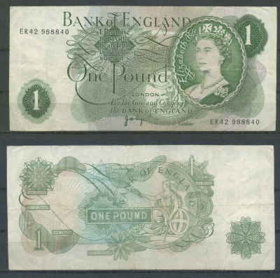 Англия 1 фунт ND (1960-1977) Pick 374 g бумага 2198-24-2-1