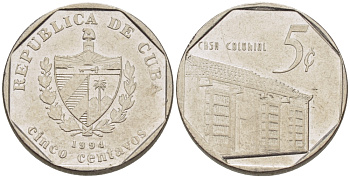 Куба 5 сентаво 1994 Casa Colonial KM 575.1 сталь плакированная никелем 66-651