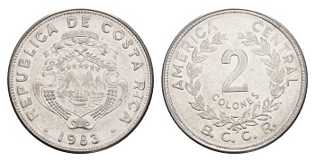 Коста-Рика 2 колона 1983 KM 211.1 нержавеющая сталь UNC 4642-852