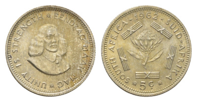 ЮАР 5 центов 1962 KM 59 серебро aUNC 4623-659