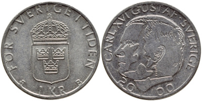 Швеция 1 крона 2000 Карл XVI Густав (1973- ) KM 852а медно-никель 4364-3455