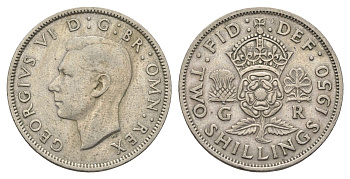 Великобритания 2 шиллинга (флорин) 1950 Георг VI (1936-1952) KM 878, Spink 4107 медно-никель 4663-255