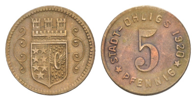 Олигс 5 пфеннигов 1920 Funck 404.3, Men18 24920.1 железо 4639-216
