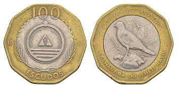 Кабо-Верде 100 эскудо 1994 Птицы - Alauda razae KM 39a биметалл 4641-1237