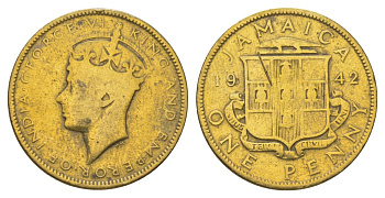 Ямайка 1 пенни 1942 KM 32 никель латунь 4628-454