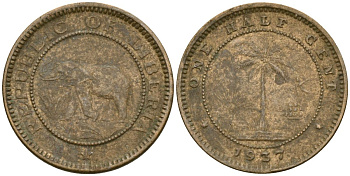 Либерия 1/2 цента 1937 KM 10 латунь 4174-418