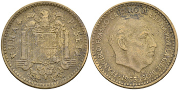 Испания 1 песета 1953 (?) Франсиско Франко (1939-1975) KM 775 алюминиевая бронза 4604-327