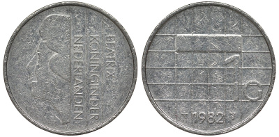 Нидерланды 1 гульден 1982 Беатрикс (1980-2013) KM 205 никель 4122-126