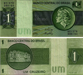 БРАЗИЛИЯ 1 КРУЗЕЙРО 1972 ПОДПИСЬ 17, СЕРИЯ В01279 Pick 191Аа бумага 8606-44-3-1