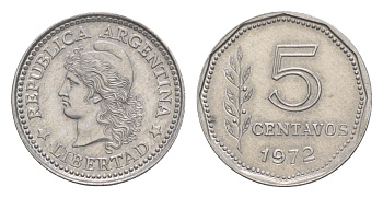 Аргентина 5 сентаво 1972 KM 65 алюминий UNC 4636-311