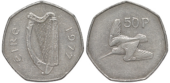 Ирландия 50 пенсов 1977 Вальдшнеп KM 24 медно-никель 4526-231