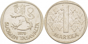 ФИНЛЯНДИЯ 1 МАРКА 1978 K KM 49а медно-никель UNC 3718-757
