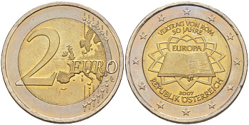Австрия 2 евро 2007 50 лет Римскому договору KM 3150 биметалл UNC 4185-141