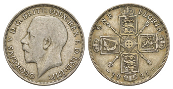 Великобритания 1 флорин = 2 шиллинга 1921 Георг V (1910-1936) KM 817a, Spink 4022 серебро 4657-634