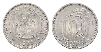 Финляндия 10 пенни 1985 KM 46a алюминий UNC 4647-346