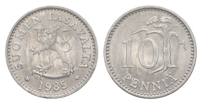 Финляндия 10 пенни 1985 KM 46a алюминий UNC 4647-346