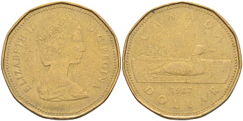 Канада 1 доллар 1987 утка, Елизавета II KM 157 никель плакированный алюминиевой бронзой 63-456