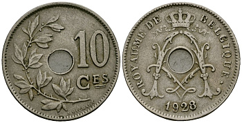 Бельгия 10 сантимов 1928 Belgique KM 85 медно-никель 4172-1033