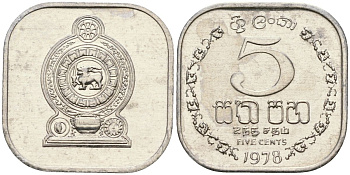 Шри-Ланка 5 центов 1978 KM 139a алюминий 4136-557