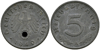 Германия 5 рейхспфеннигов 1940 A KM 100 цинк 4169-436