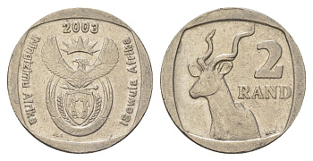 ЮАР 2 ранда 2003 KM 335 медь плакированная никелем 4626-1242