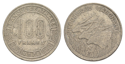 Габон 100 франков 1971 Центральный банк государств Западной Африки KM 12 никель 4642-313