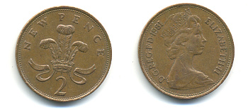 Великобритания 2 пенса 1981 Елизавета II (1952-2022) KM 916, Spink 4235 (C1) бронза 177-825