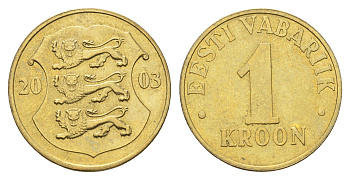 Эстония 1 крона 2003 KM 35 латунь UNC 4666-643
