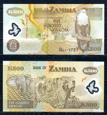 Замбия 500 квач 2008 Pick 43 f пластик UNC (пресс) 00-00