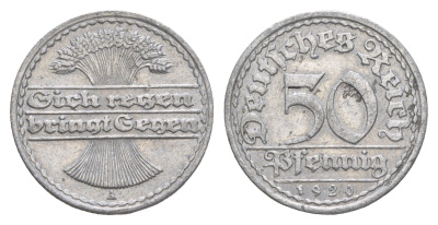 Германия 50 пфеннигов 1920 A KM 27, J. 301 алюминий 4538-627