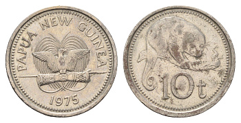 Папуа Новая Гвинея 10 тойя 1975 KM 4 медно-никель 4678-1013