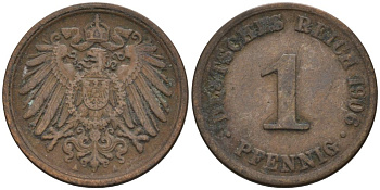 Германия 1 пфенниг 1906 A KM 10, J. 10 медь 4567-1231