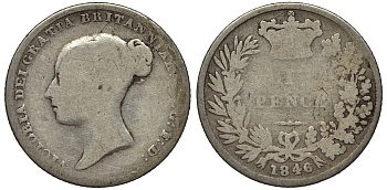 Великобритания 6 пенсов 1846 Виктория (1837-1901) KM 733.1, Spink 3908 серебро 188-445