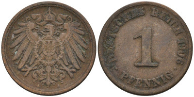 Германия 1 пфенниг 1906 A KM 10, J. 10 медь 4567-1231