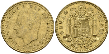 Испания 1 песета 1975 (79) Хуан Карлос I (1975-2014) KM 806 алюминиевая бронза 4155-435