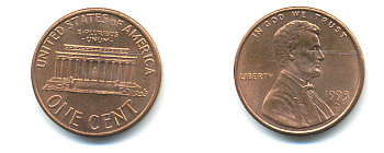 США 1 цент 1993 D, Авраам Линкольн KM 201b цинк плакированный медью UNC 179-451