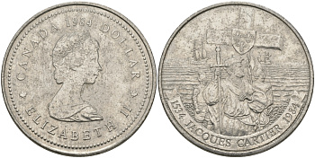 Канада 1 доллар 1984 Жак Картье KM 141 никель UNC 97-113