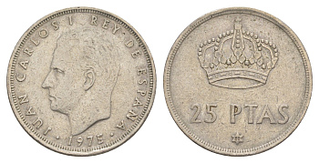 Испания 25 песет 1975 (80) M, Хуан Карлос I (1975-2014) KM 808 медно-никель 4616-725