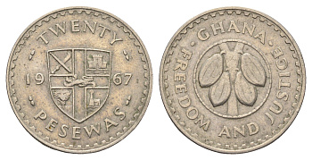 Гана 20 песев 1967 KM 17 медно-никель 4667-542