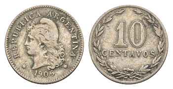 Аргентина 10 сентаво 1906 KM 35 медно-никель 4649-519