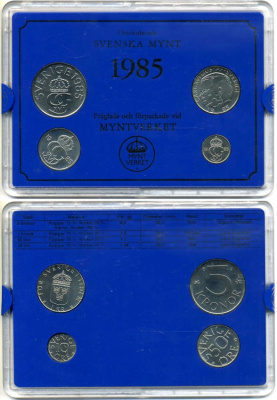 Швеция набор из 4 монет 1985 в пластике, Карл XVI Густав (1973- ) KM MS 35 UNC 4-4-1-29