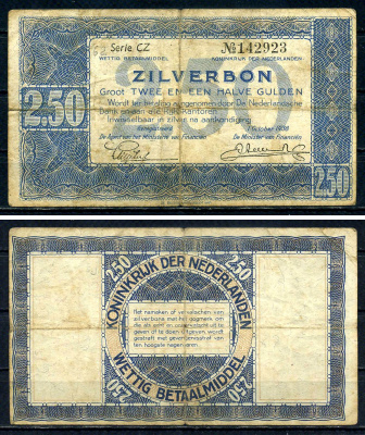 Нидерланды 2,5 гульдена 1938 Pick 62 бумага 7487-6-1-2