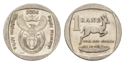 ЮАР 1 ранд 2004 KM 333 медь плакированная никелем 4627-417