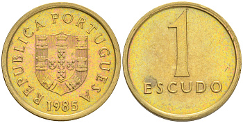 ПОРТУГАЛИЯ 1 ЭСКУДО 1985 KM 614 никель латунь 75-862