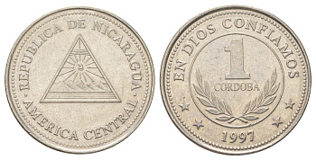 Никарагуа 1 кордоба 1997 KM 89 сталь плакированная никелем 4622-1225